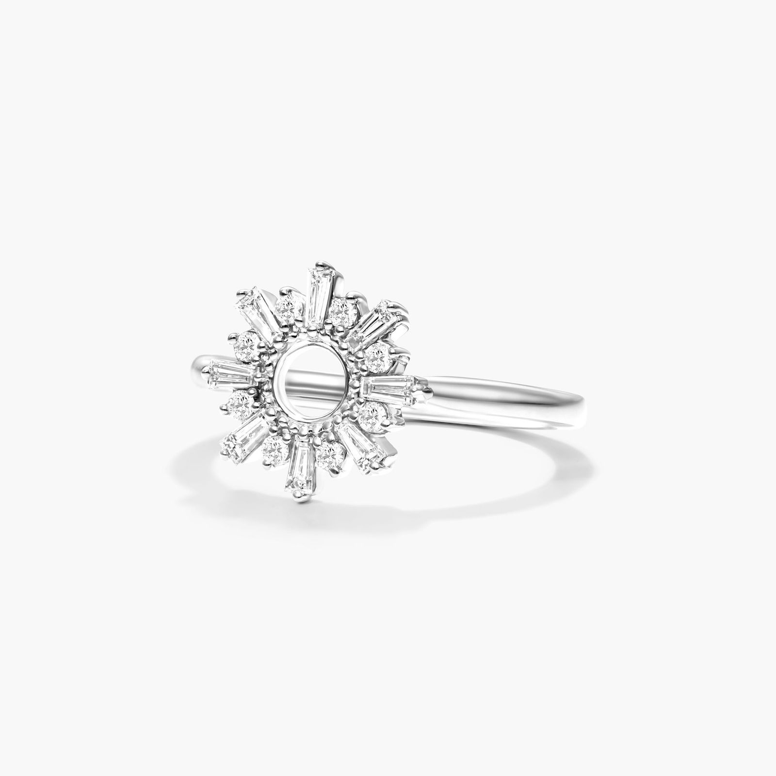Sunburst Diamond Ring In 14K White Gold