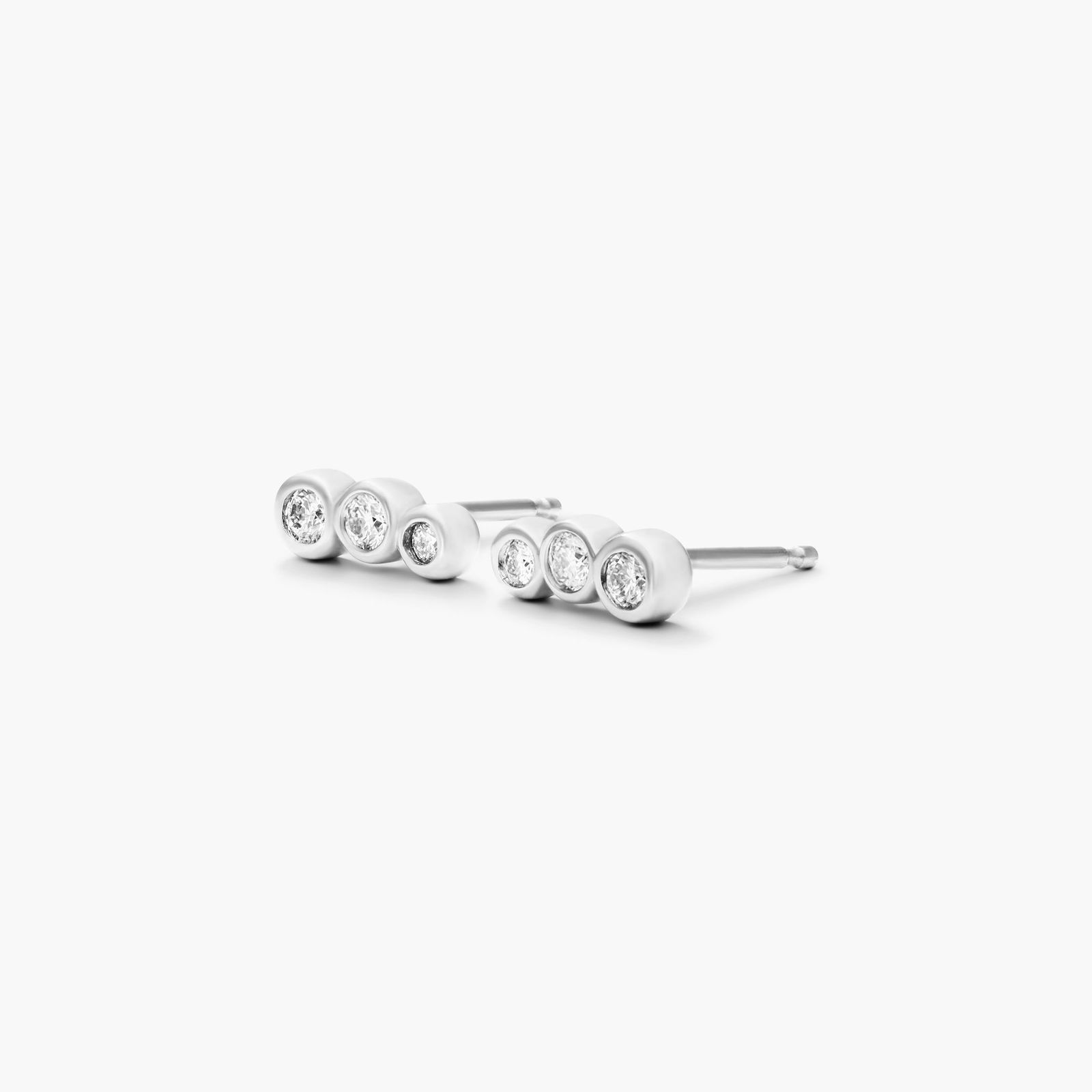 Petite Ear Diamond Climber Earrings In 14K White Gold