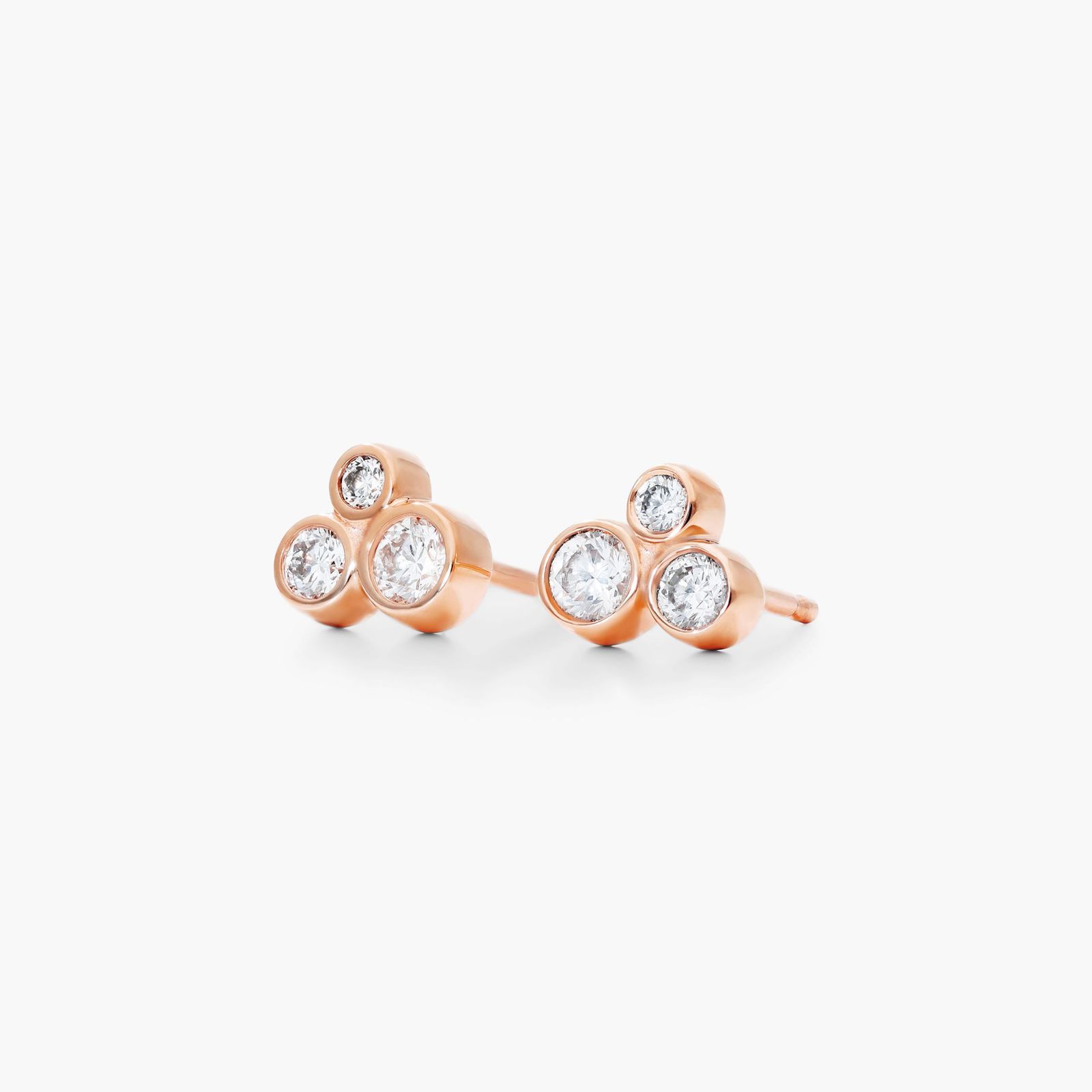 Geometric Diamond Earrings In 14K Rose Gold
