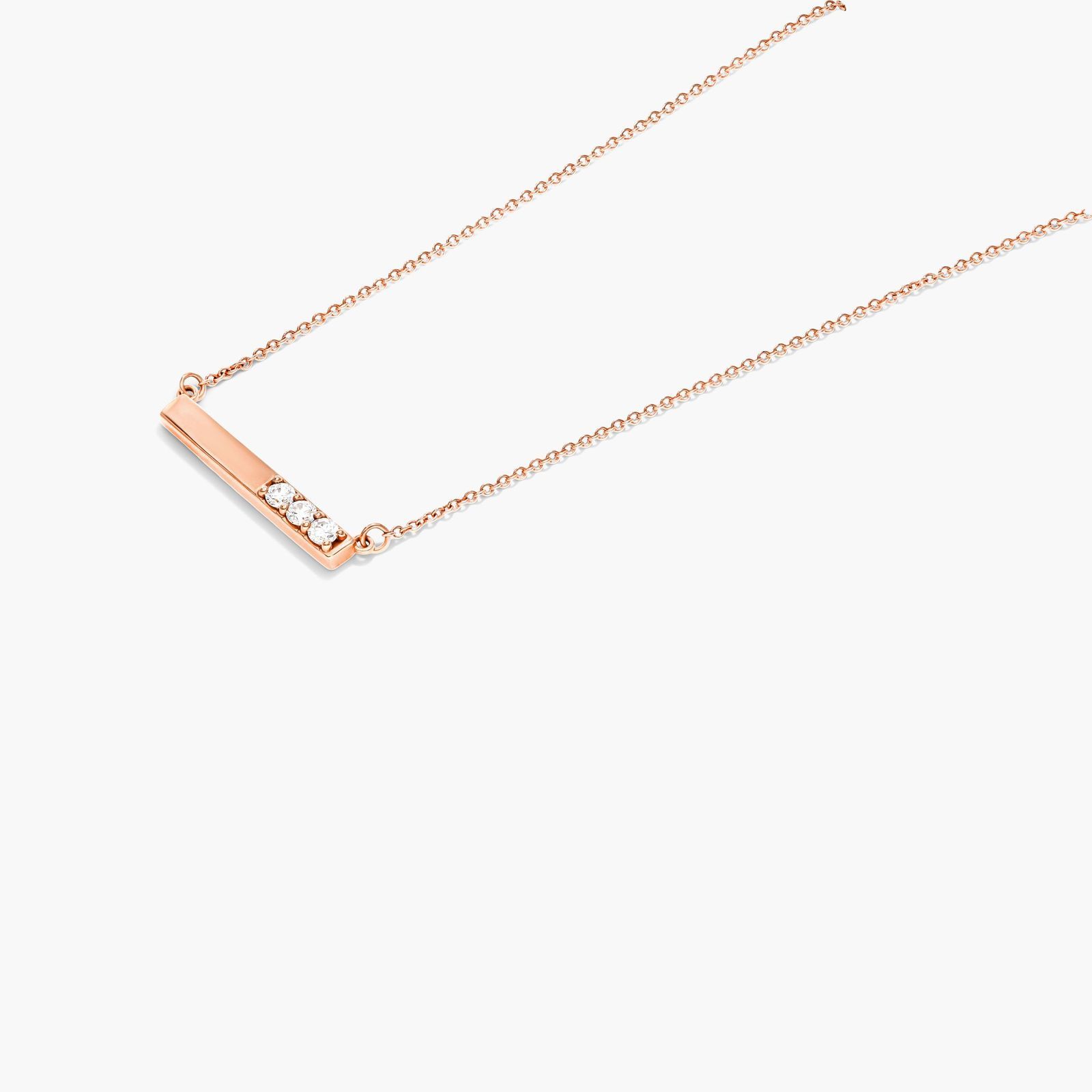 14K Rose Gold Bar Diamond Necklace