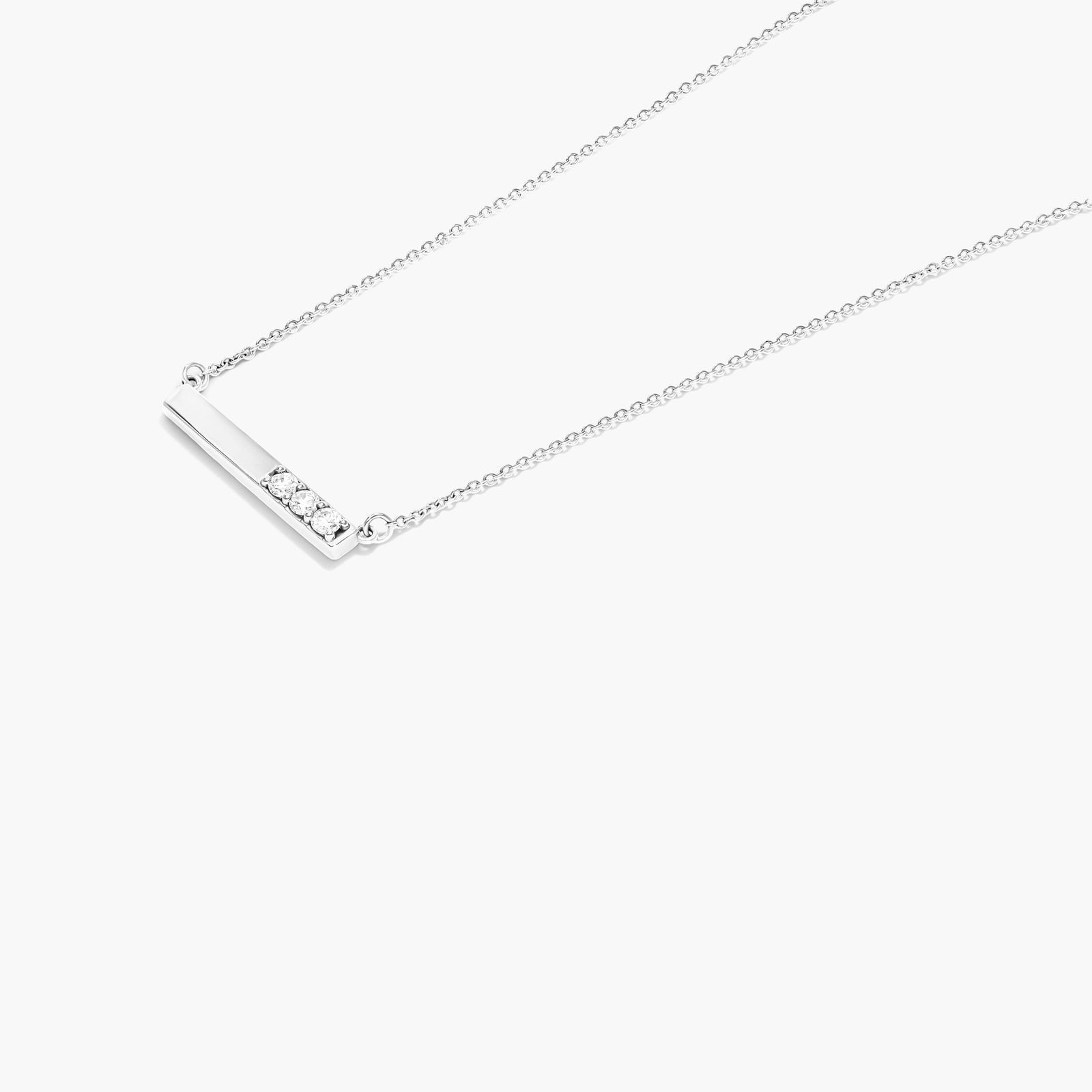 14K White Gold Bar Diamond Necklace