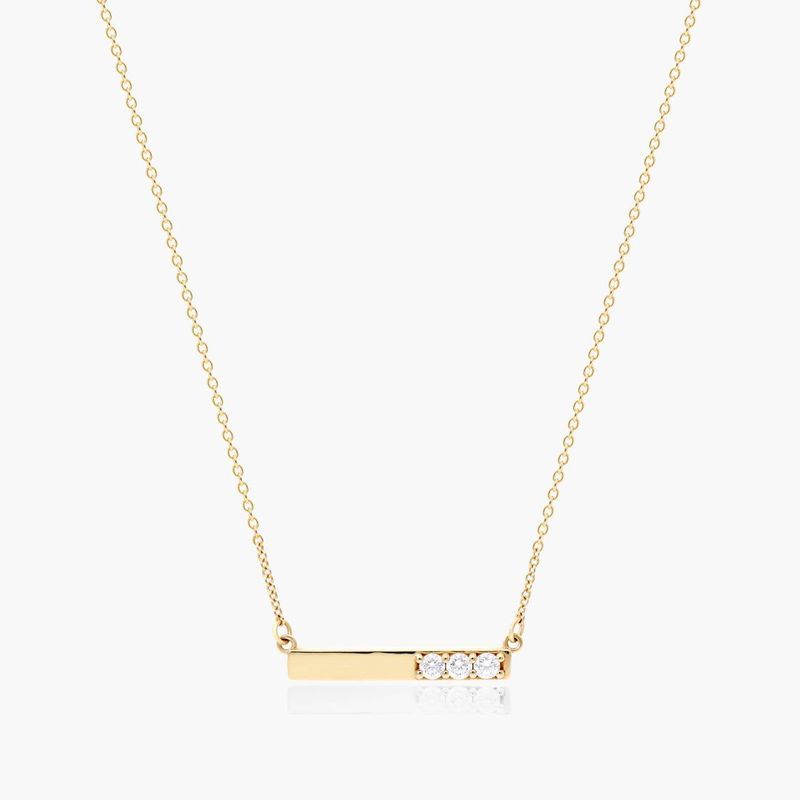 Bar Diamond Necklace In 14K Yellow Gold