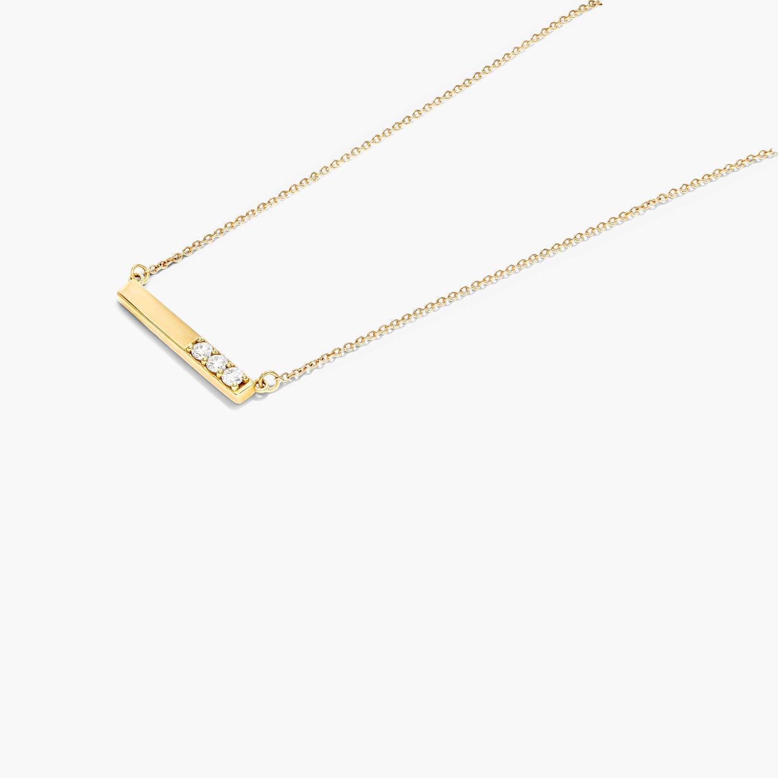 Bar Diamond Necklace In 14K Yellow Gold