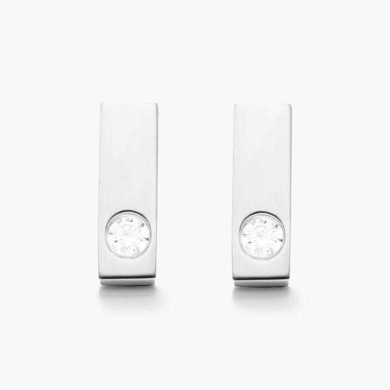 Petite Bar Diamond Earrings In 14K White Gold