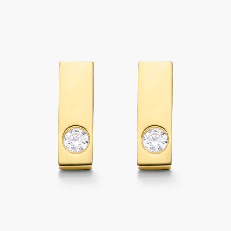 Petite Bar Diamond Earrings In 14K Yellow Gold