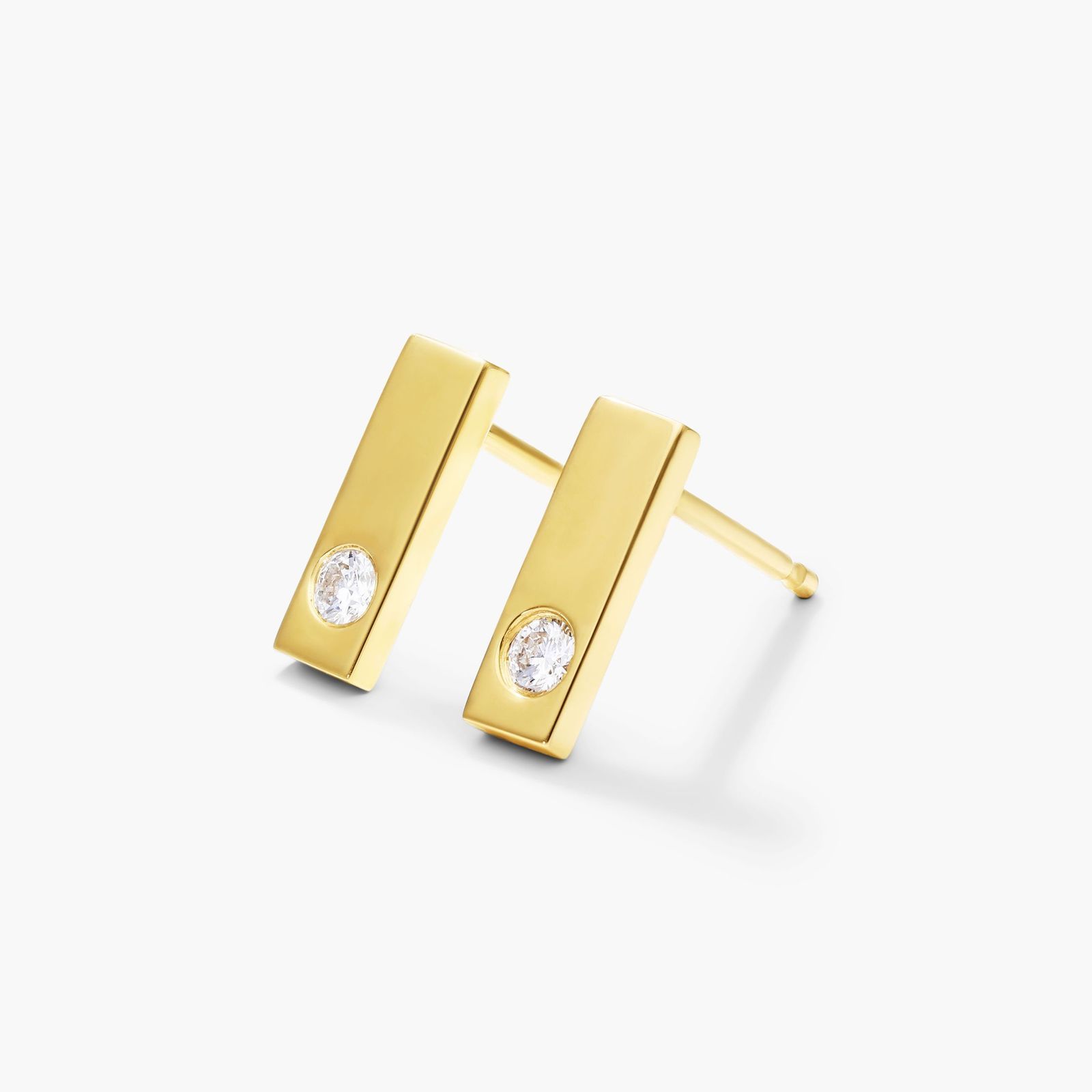 Petite Bar Diamond Earrings In 14K Yellow Gold