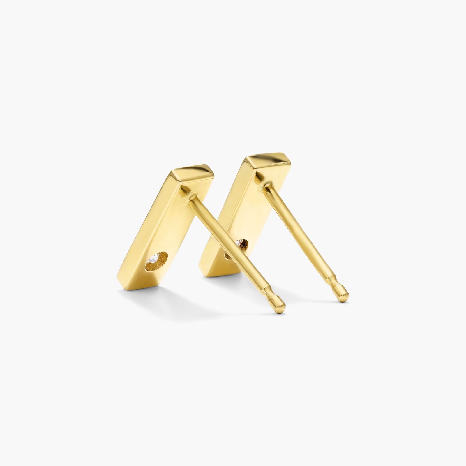 Petite Bar Diamond Earrings In 14K Yellow Gold