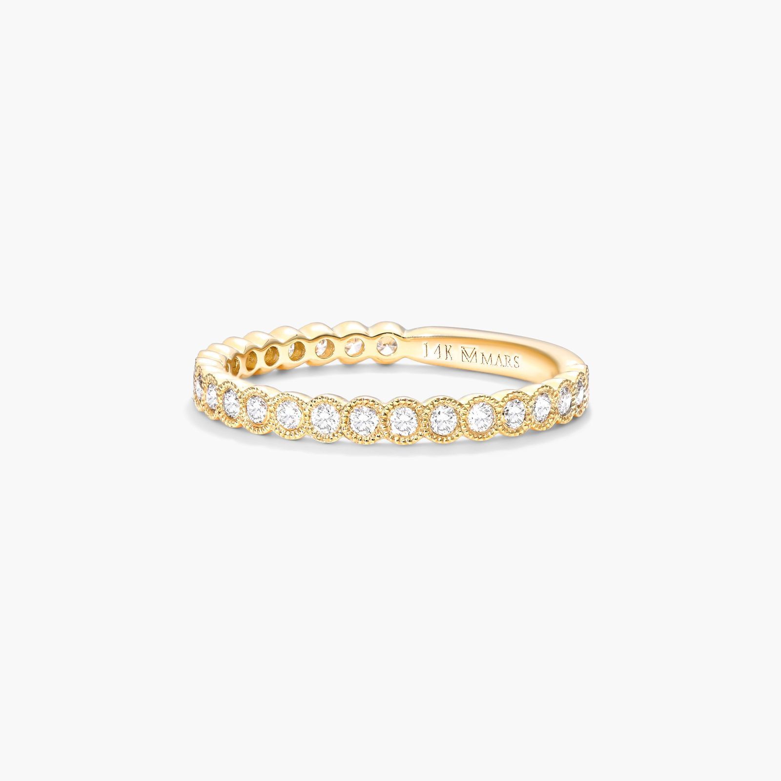 Milgrain Bezel Diamond Ring In 14K Yellow Gold