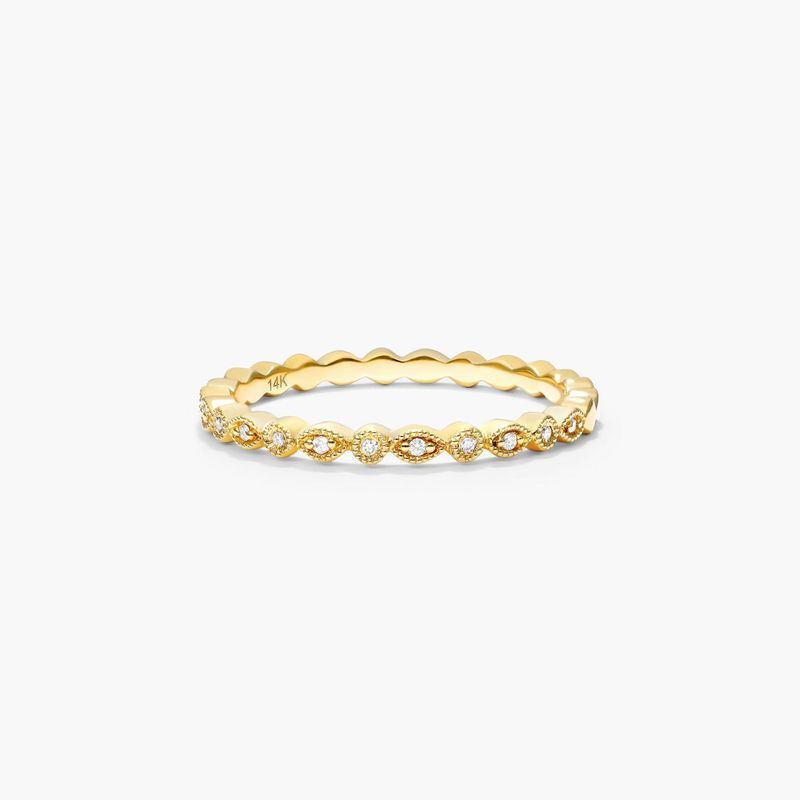 Vintage Marquise And Round Bezel Diamond Ring In 14K Yellow Gold