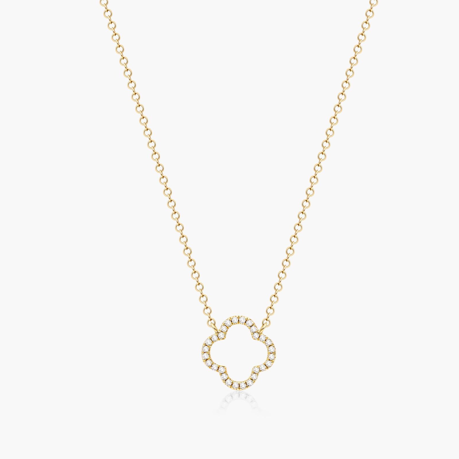 Lucky Clover Diamond Necklace In 14K Yellow Gold-81159y14