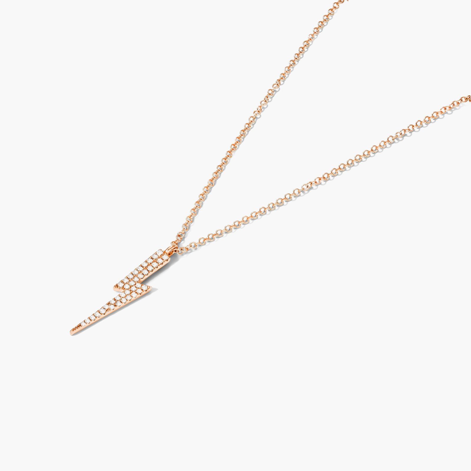 Diamond Bolt Necklace In 14K Rose Gold