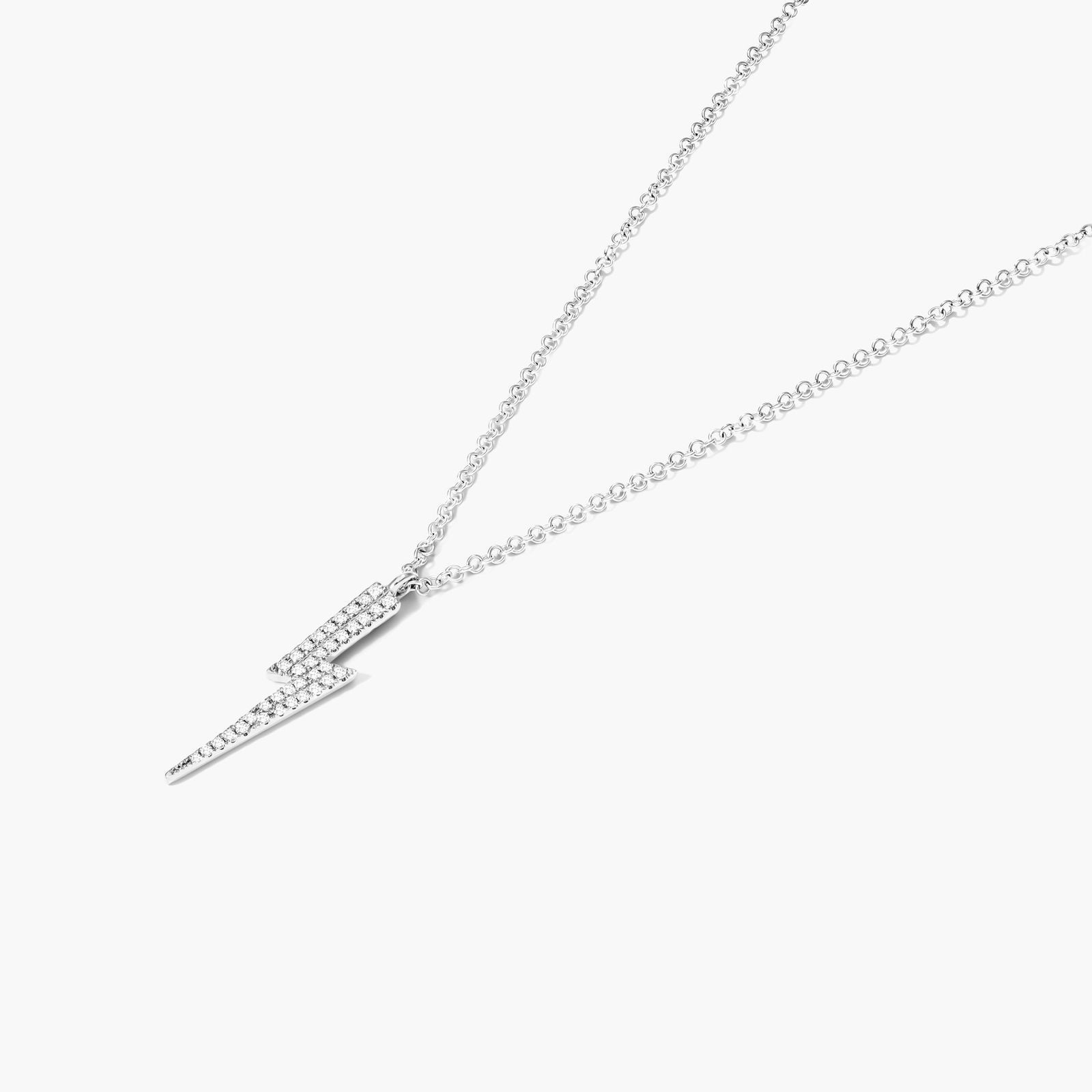 Diamond Bolt Necklace In 14K White Gold