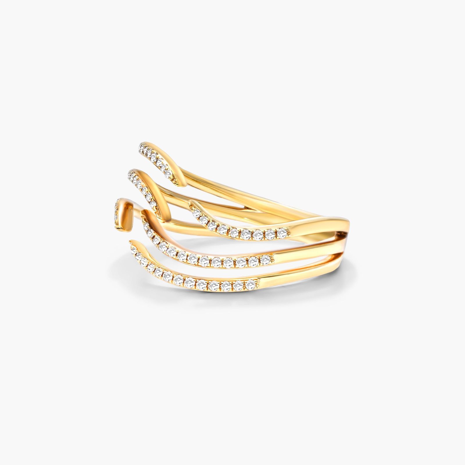 Open Waves Diamond Ring In 14K Yellow Gold