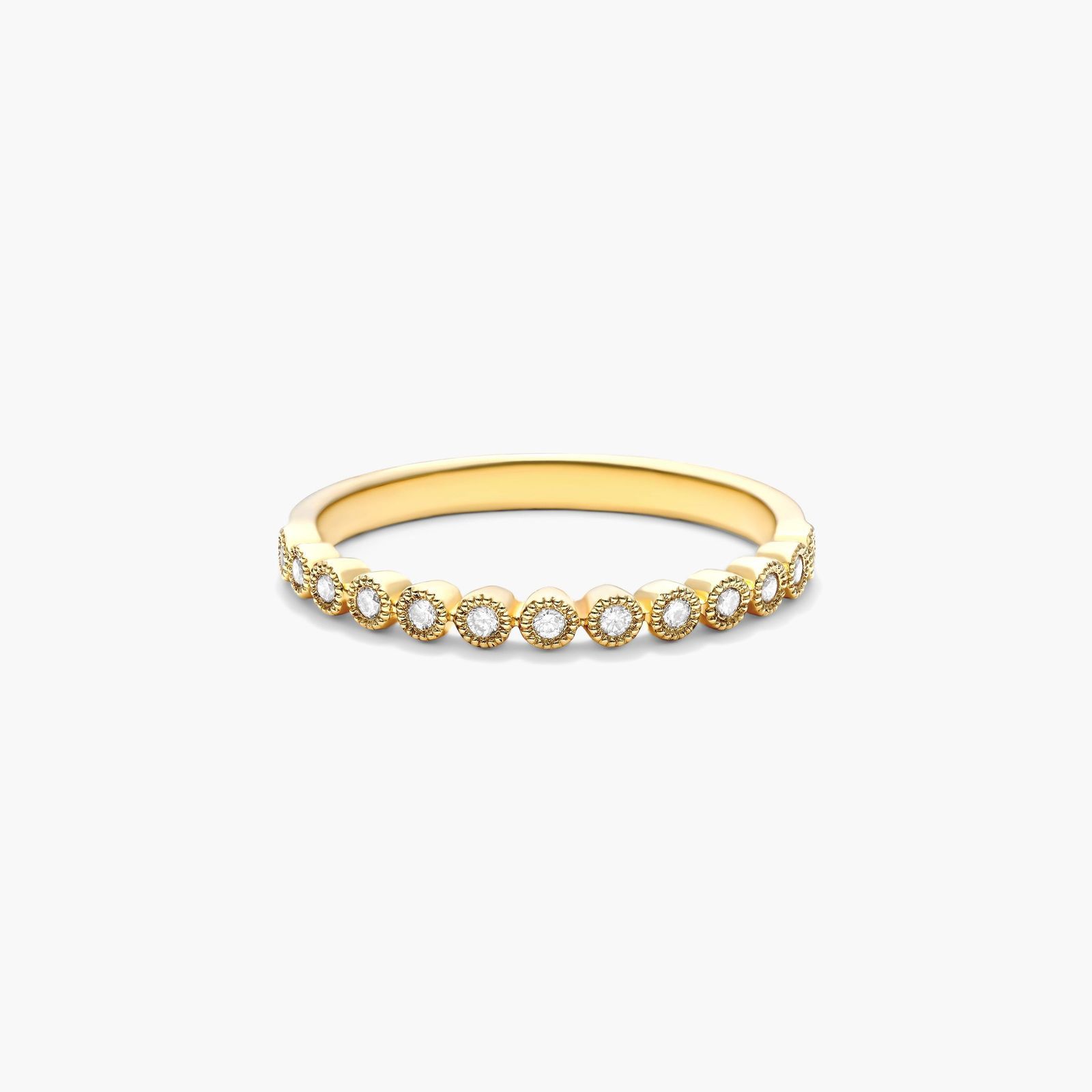 Vintage Round Bezel Diamond Ring In 14K Yellow Gold