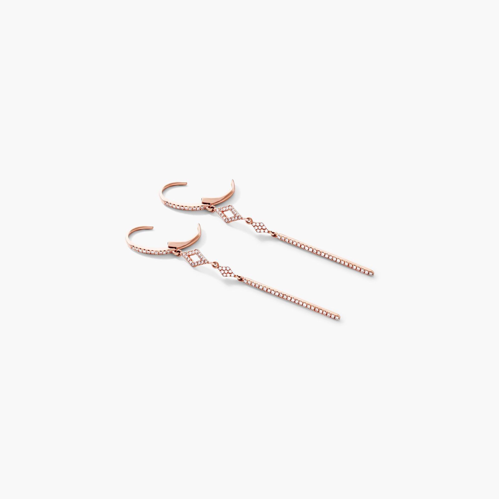 Petite Lined Bar Diamond Earrings In 14K Rose Gold