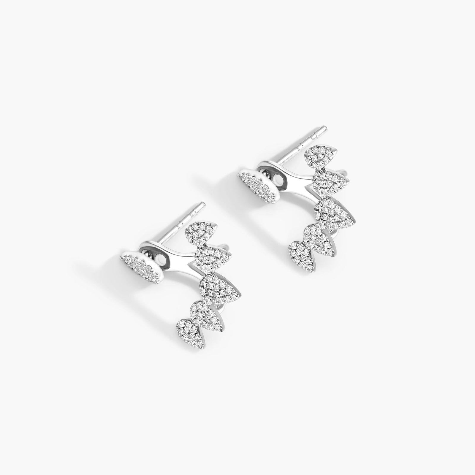 Graduated Teardrop Diamond Drop Earrings In 14K White Gold