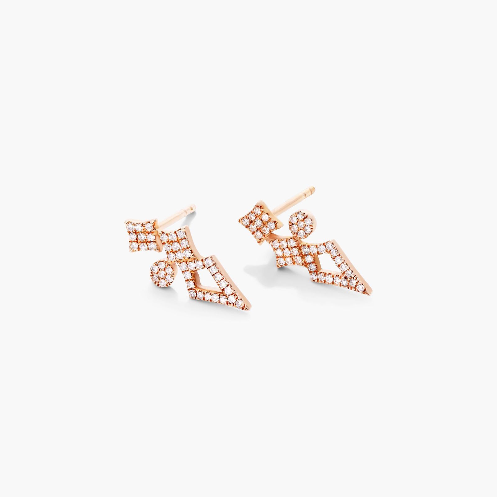 Geometric Cluster Diamond Earrings In 14K Rose Gold