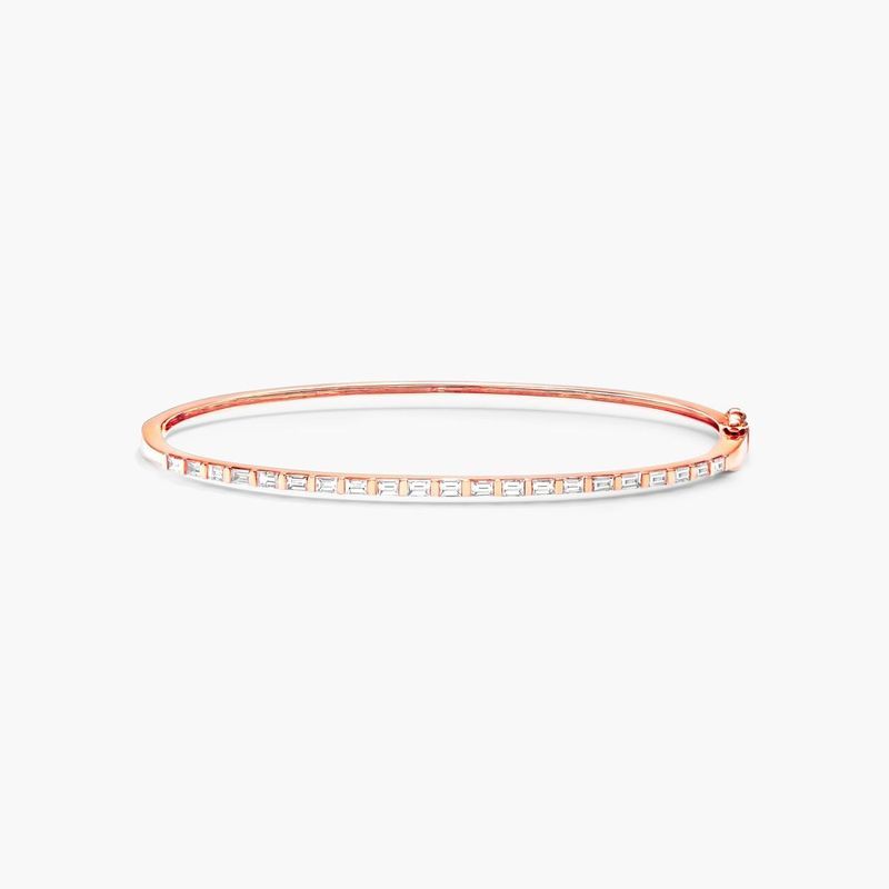 Baguette Bangle Diamond Bracelet In 14K Rose Gold
