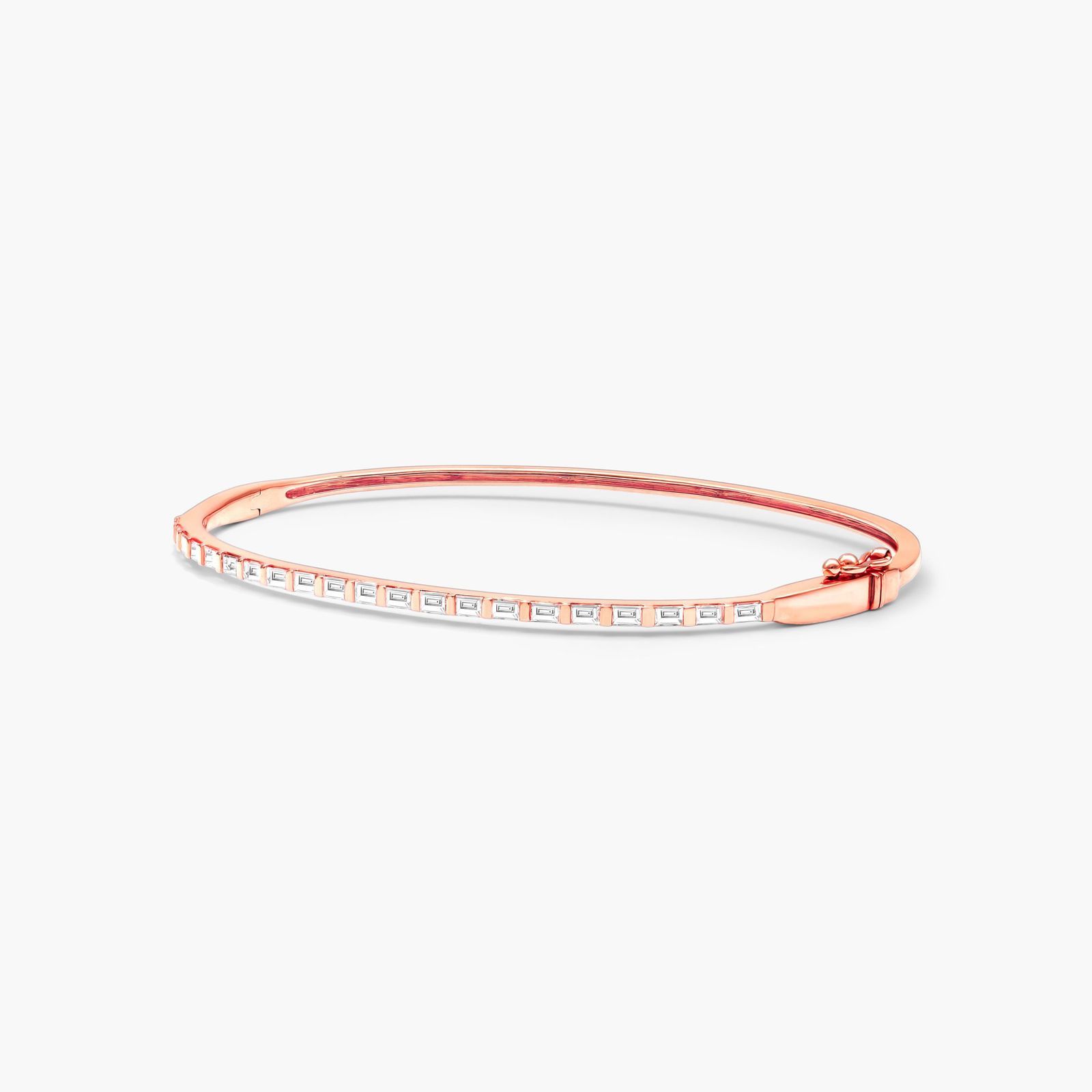 Baguette Bangle Diamond Bracelet In 14K Rose Gold