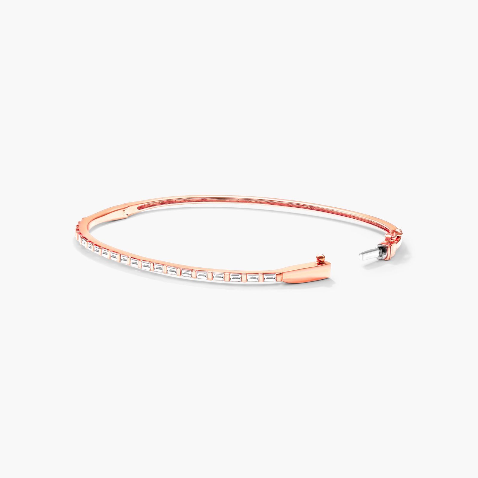 Baguette Bangle Diamond Bracelet In 14K Rose Gold