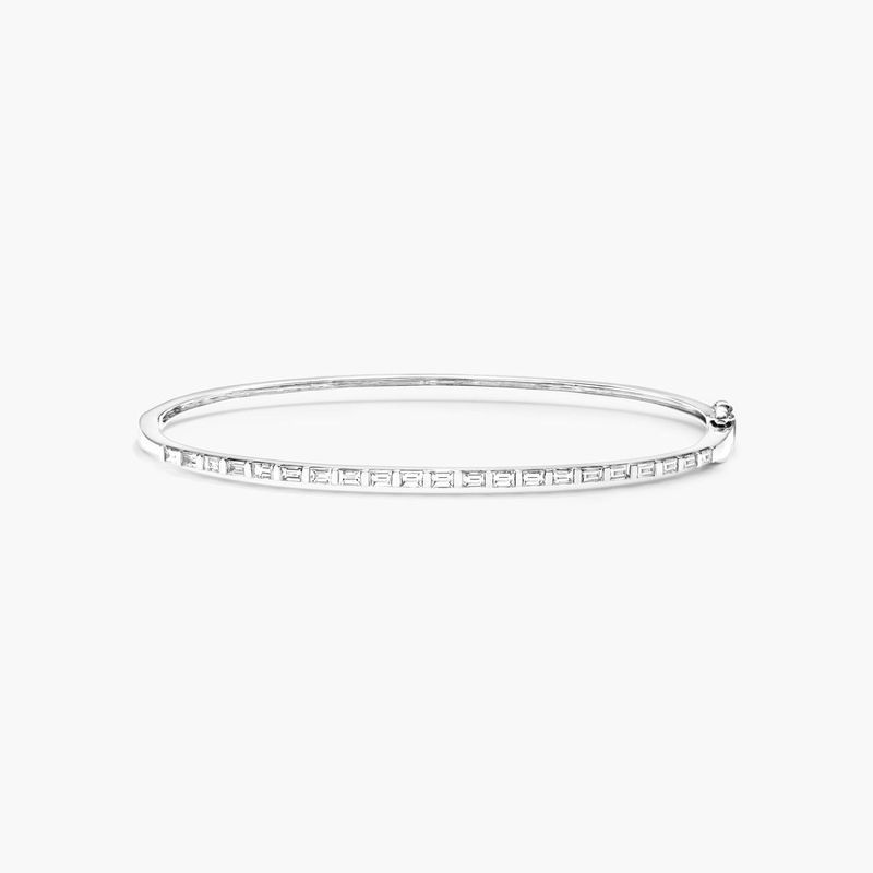 Baguette Bangle Diamond Bracelet In 14K White Gold
