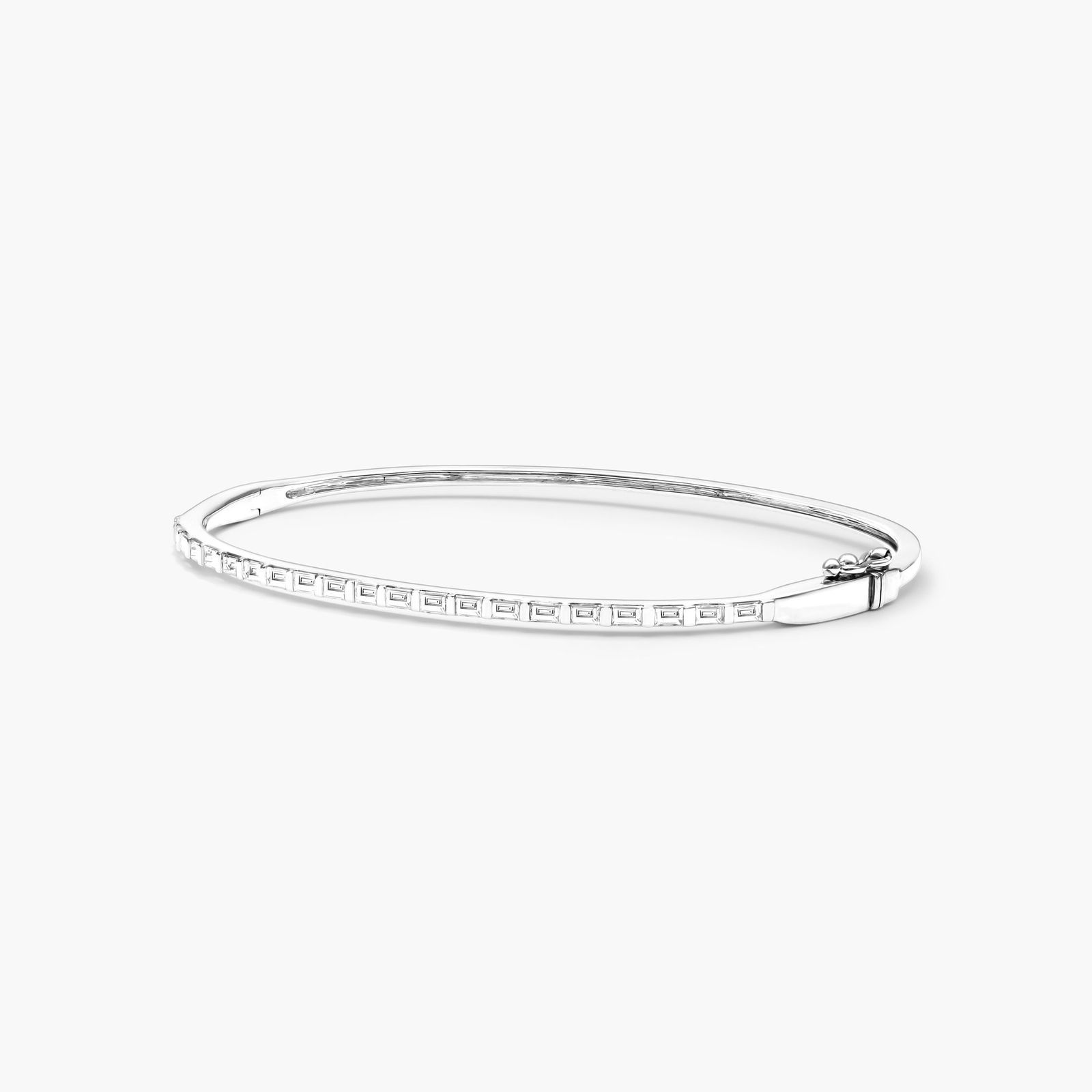 Baguette Bangle Diamond Bracelet In 14K White Gold