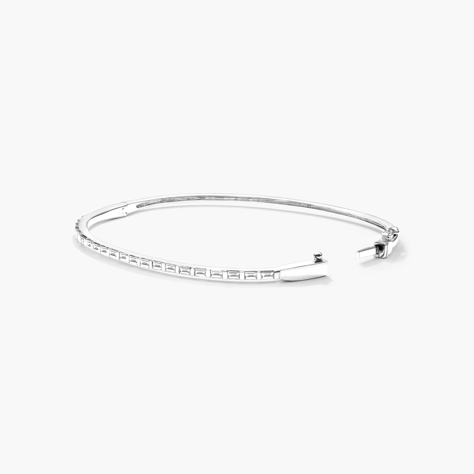 Baguette Bangle Diamond Bracelet In 14K White Gold