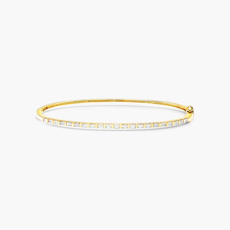 Baguette Bangle Diamond Bracelet In 14K Yellow Gold