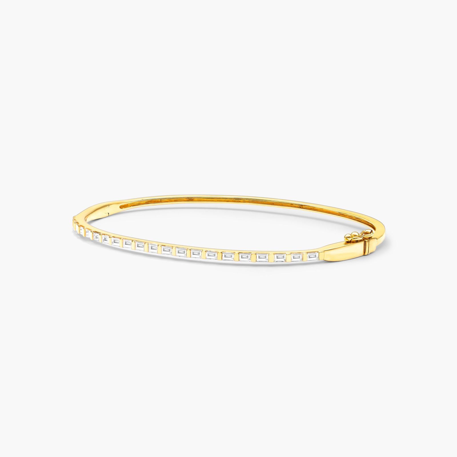 Baguette Bangle Diamond Bracelet In 14K Yellow Gold