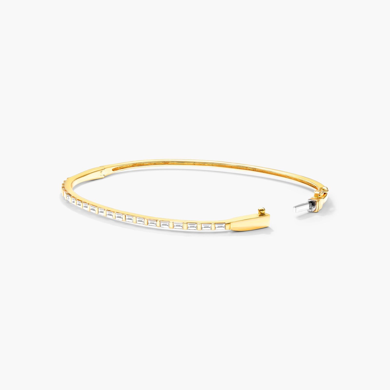 Baguette Bangle Diamond Bracelet In 14K Yellow Gold