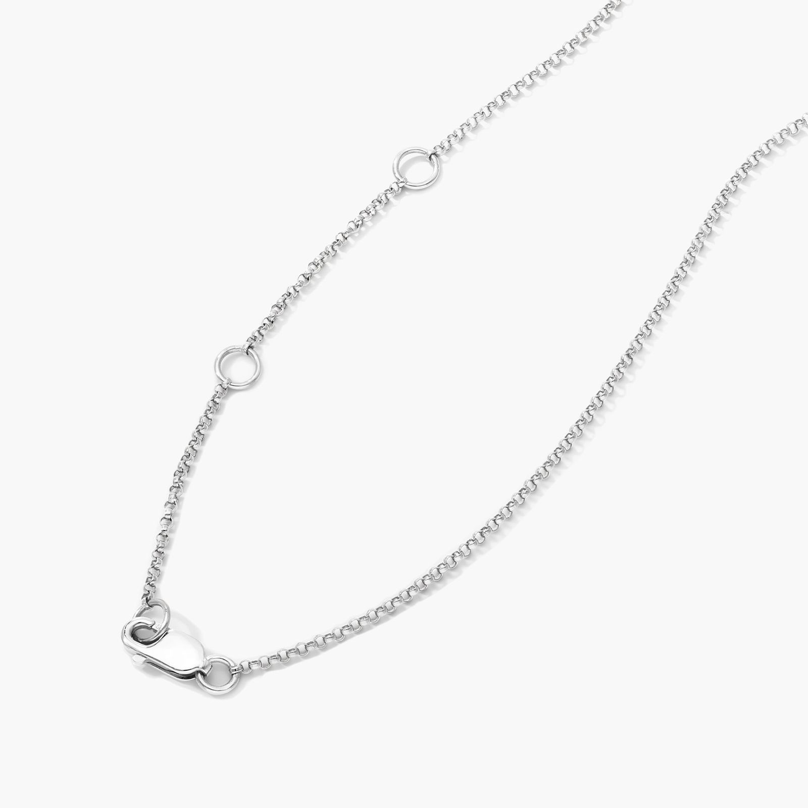 Diamond Flower Necklace With Baguette And Round Diamonds In 14K White Gold
