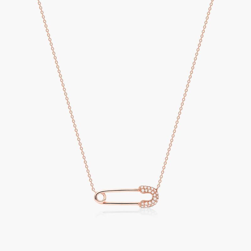 Diamond Pin Necklace In 14K Rose Gold