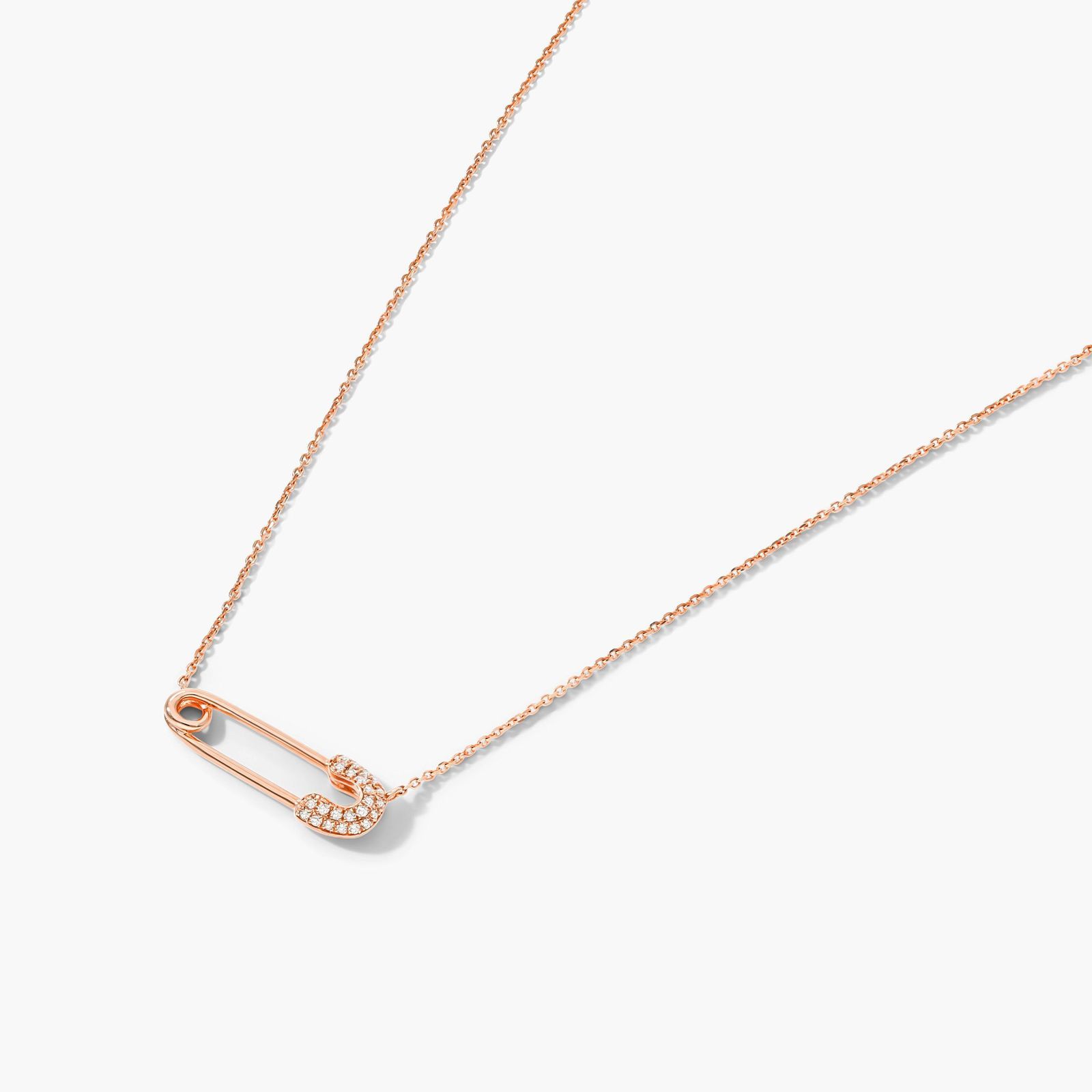 Diamond Pin Necklace In 14K Rose Gold