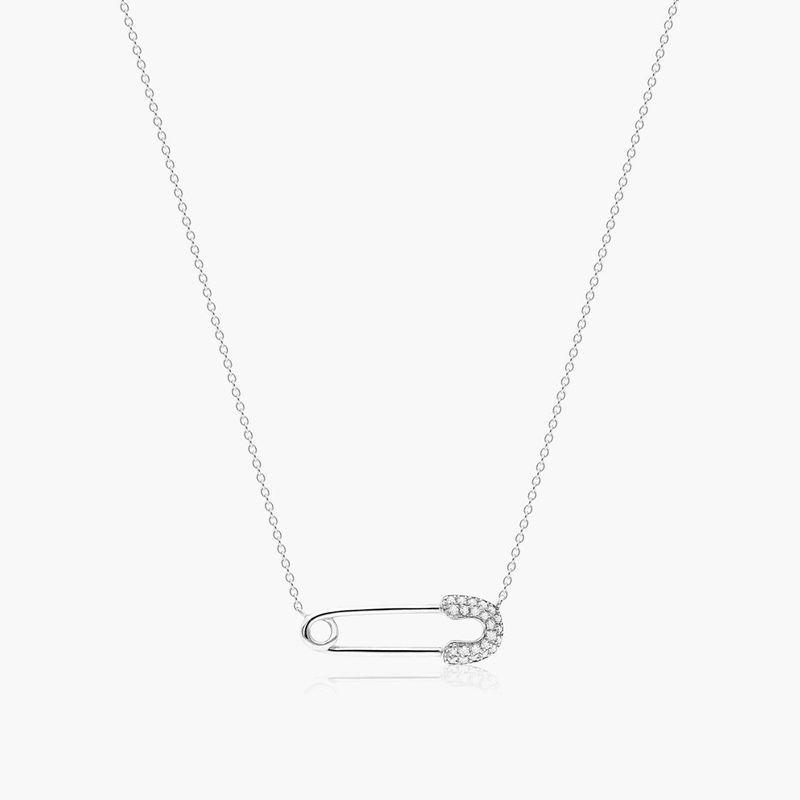 Diamond Pin Necklace In 14K White Gold
