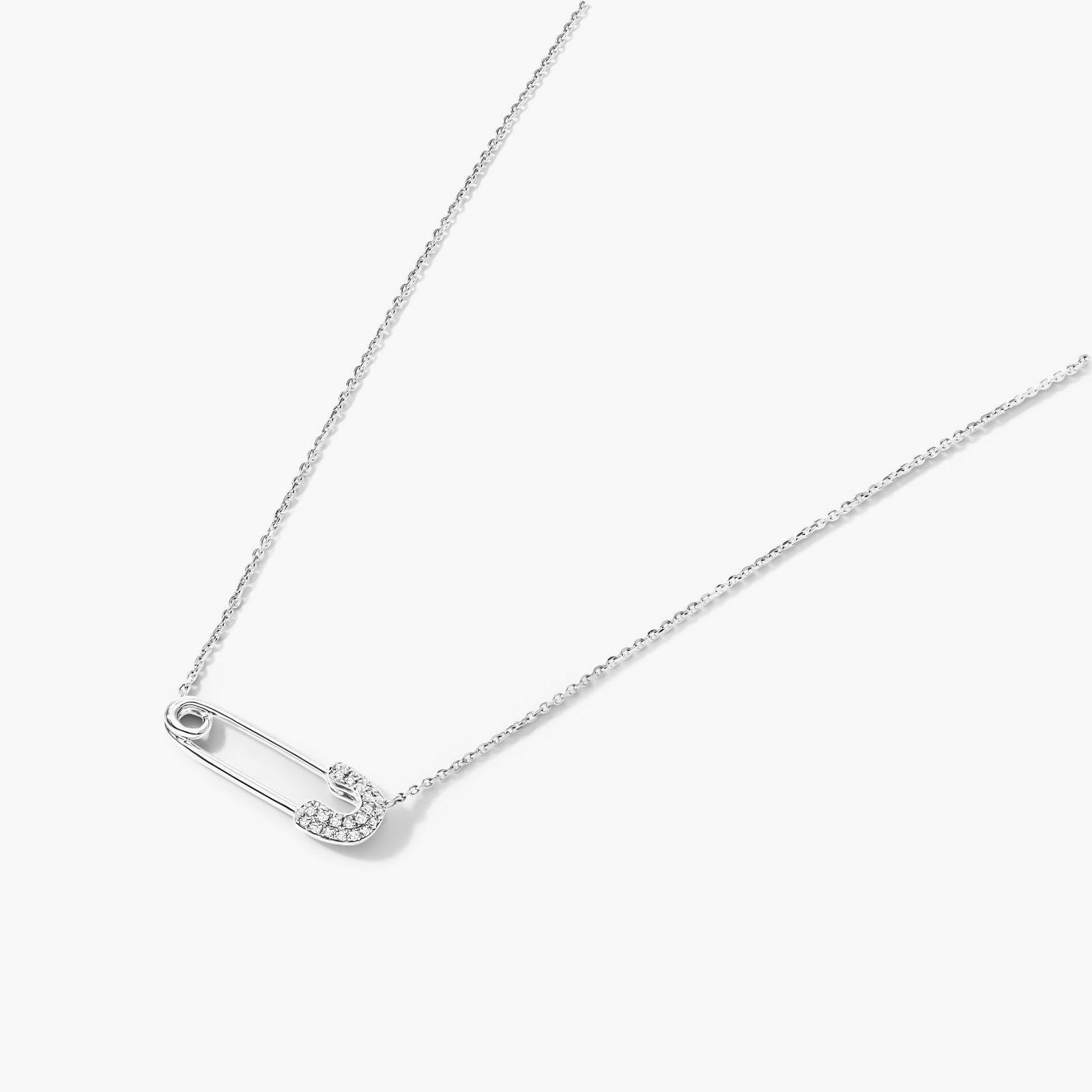 Diamond Pin Necklace In 14K White Gold