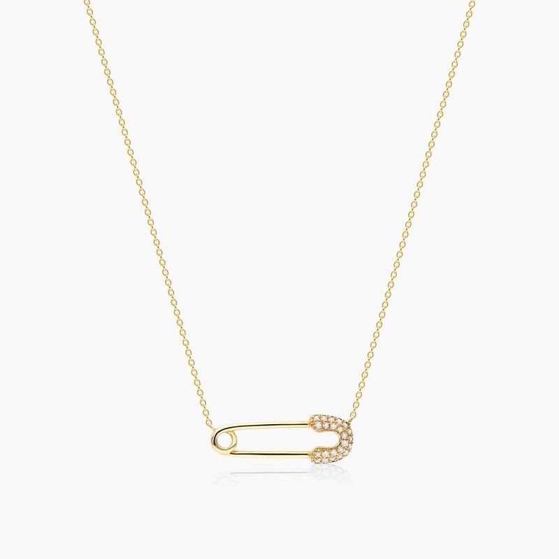 Diamond Pin Necklace In 14K Yellow Gold