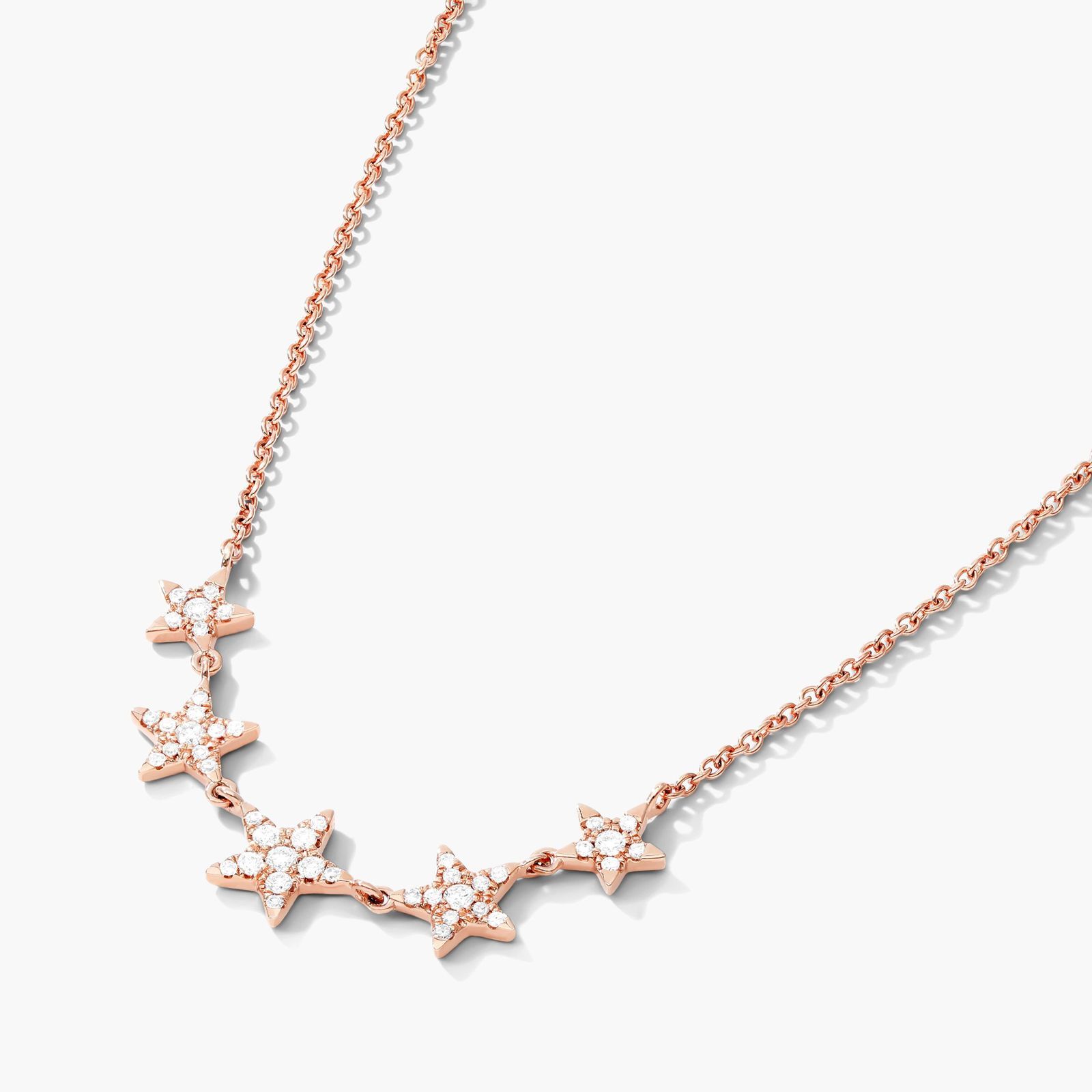 Graduated Diamond Star Necklace In 14K Rose Gold