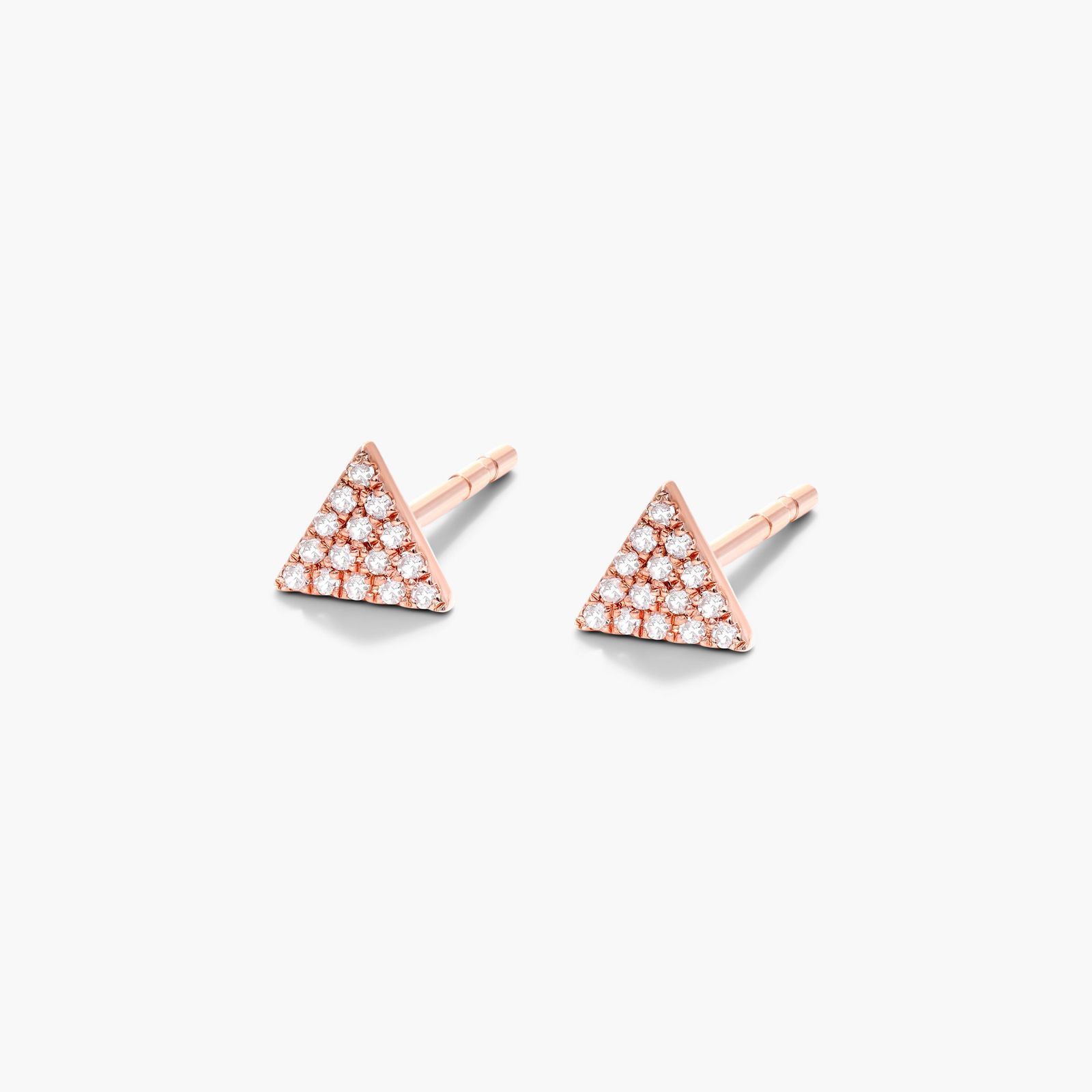 Triangle Diamond Earrings In 14K Rose Gold