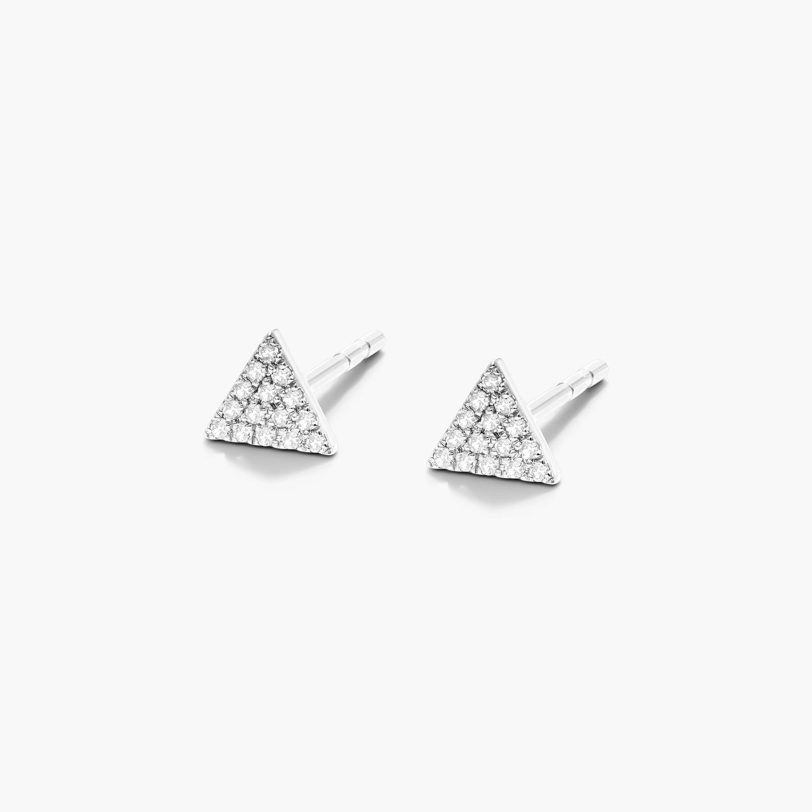 Triangle Diamond Earrings In 14K White Gold