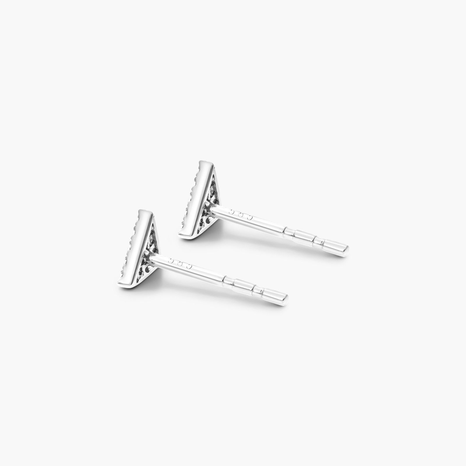 Triangle Diamond Earrings In 14K White Gold