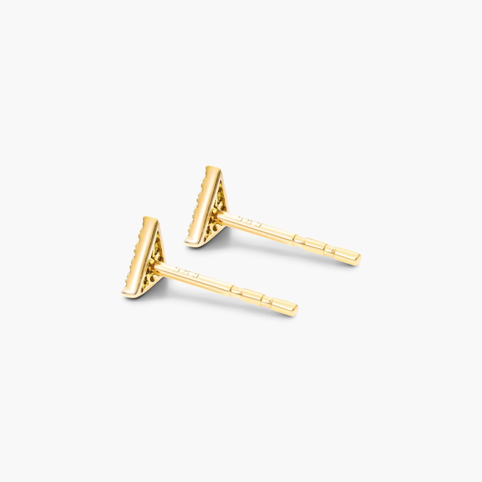 Triangle Diamond Earrings In 14K Yellow Gold