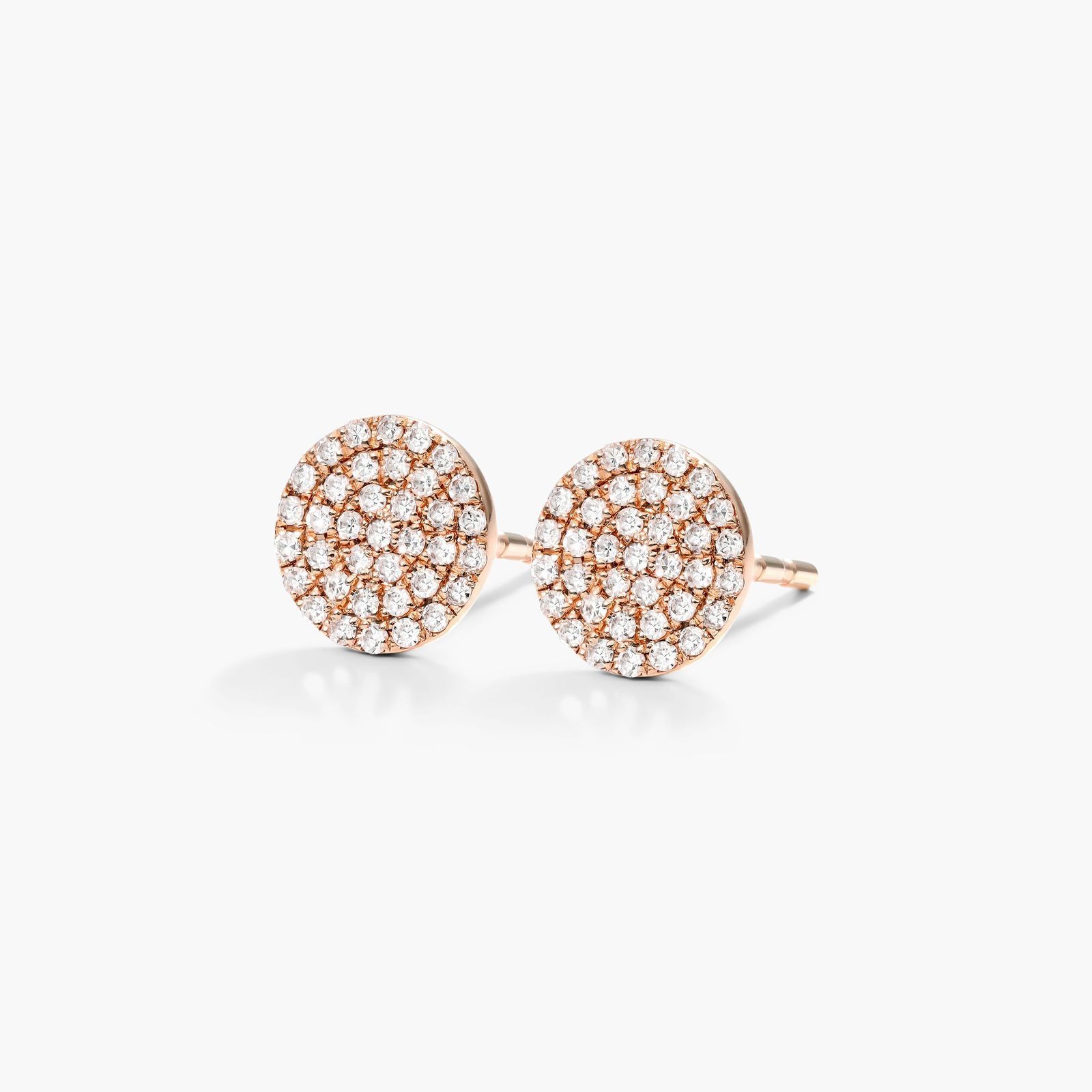 Disc Diamond Earrings In 14K Rose Gold