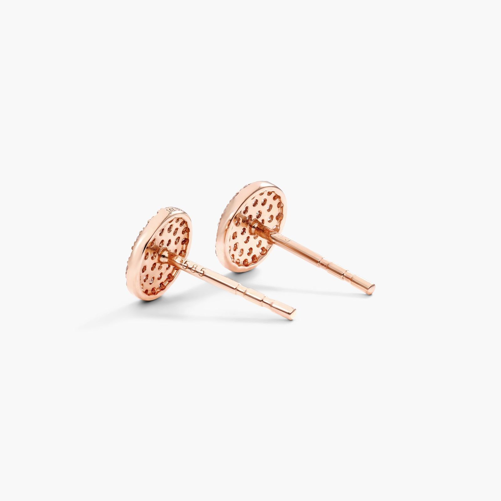 Disc Diamond Earrings In 14K Rose Gold