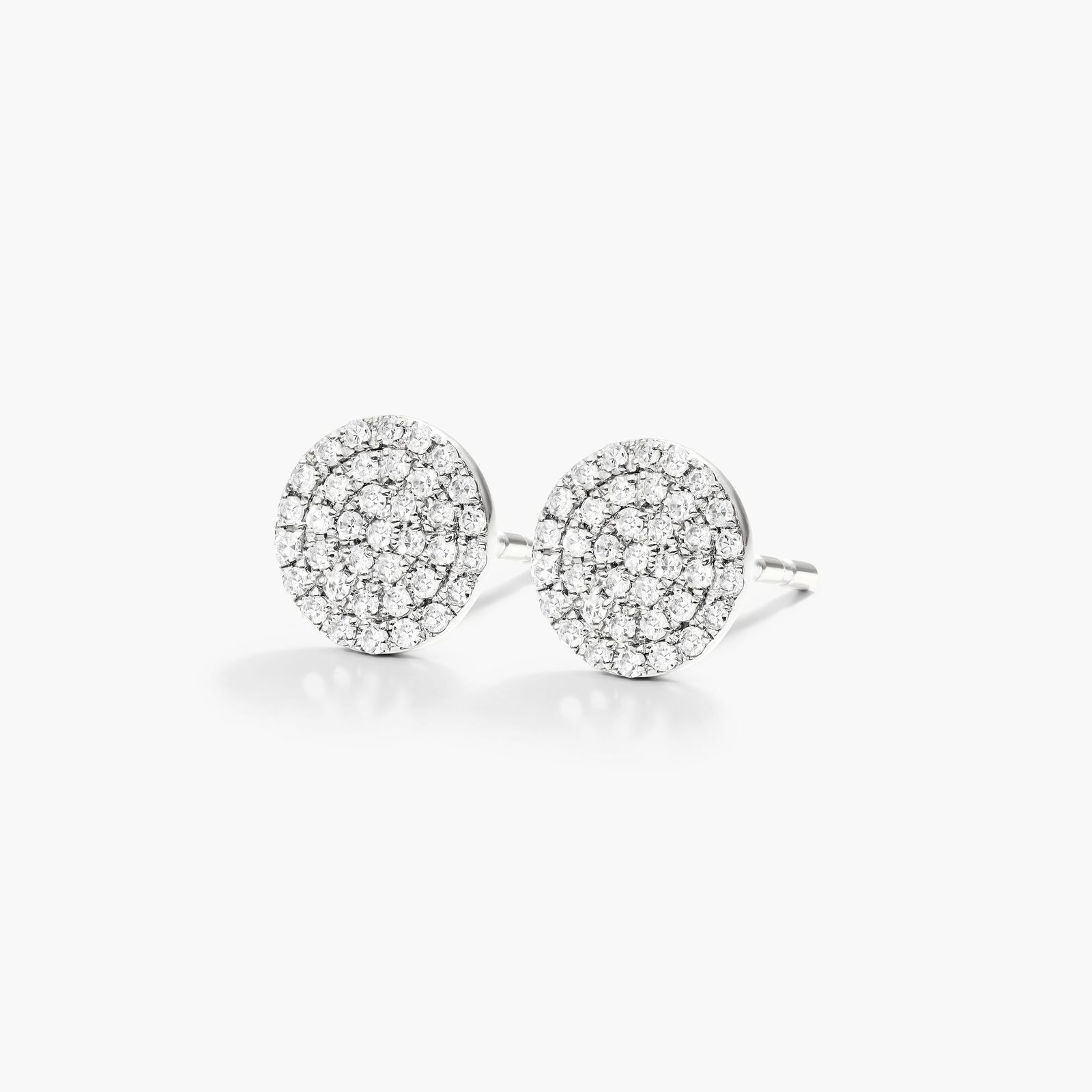 Disc Diamond Earrings In 14K White Gold