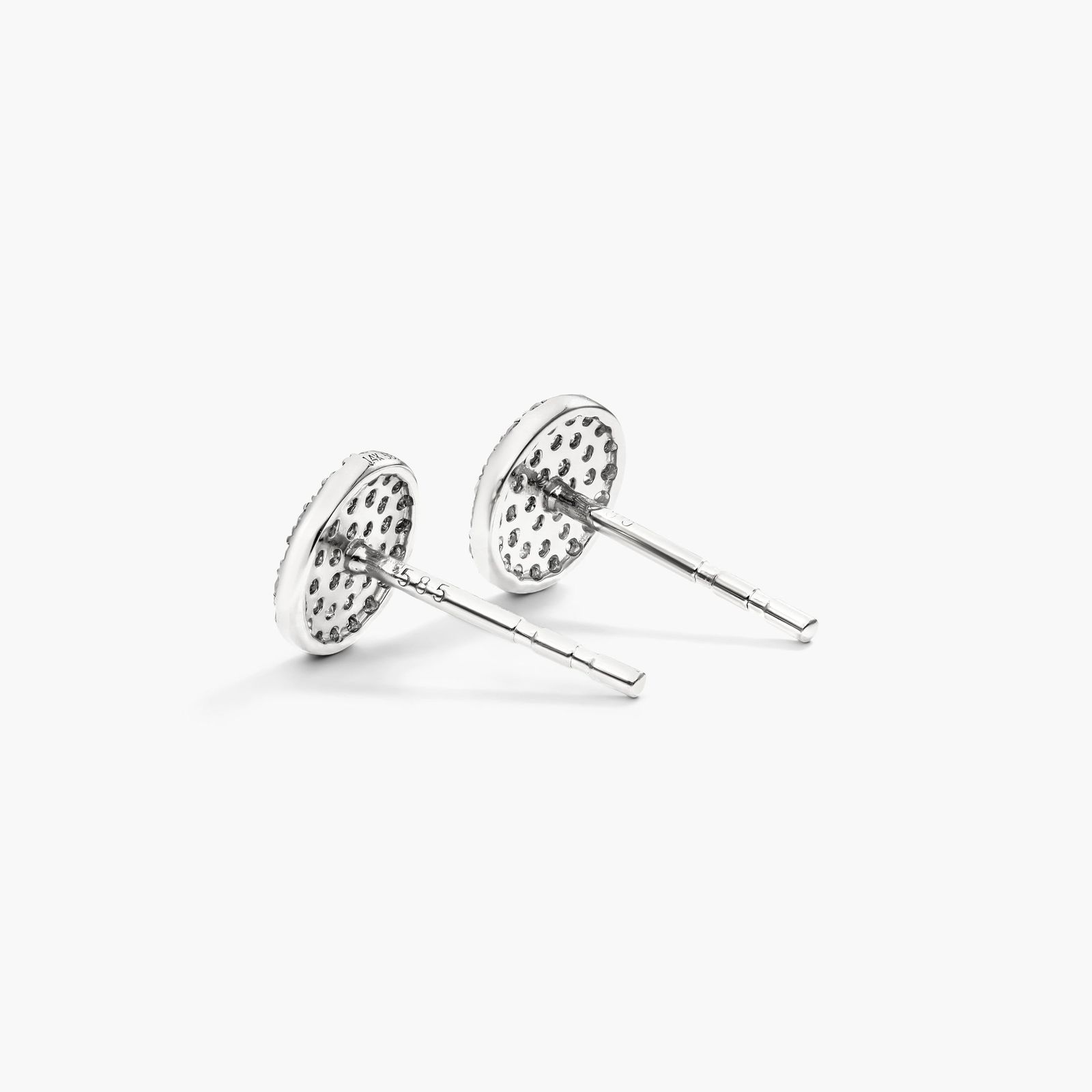 Disc Diamond Earrings In 14K White Gold