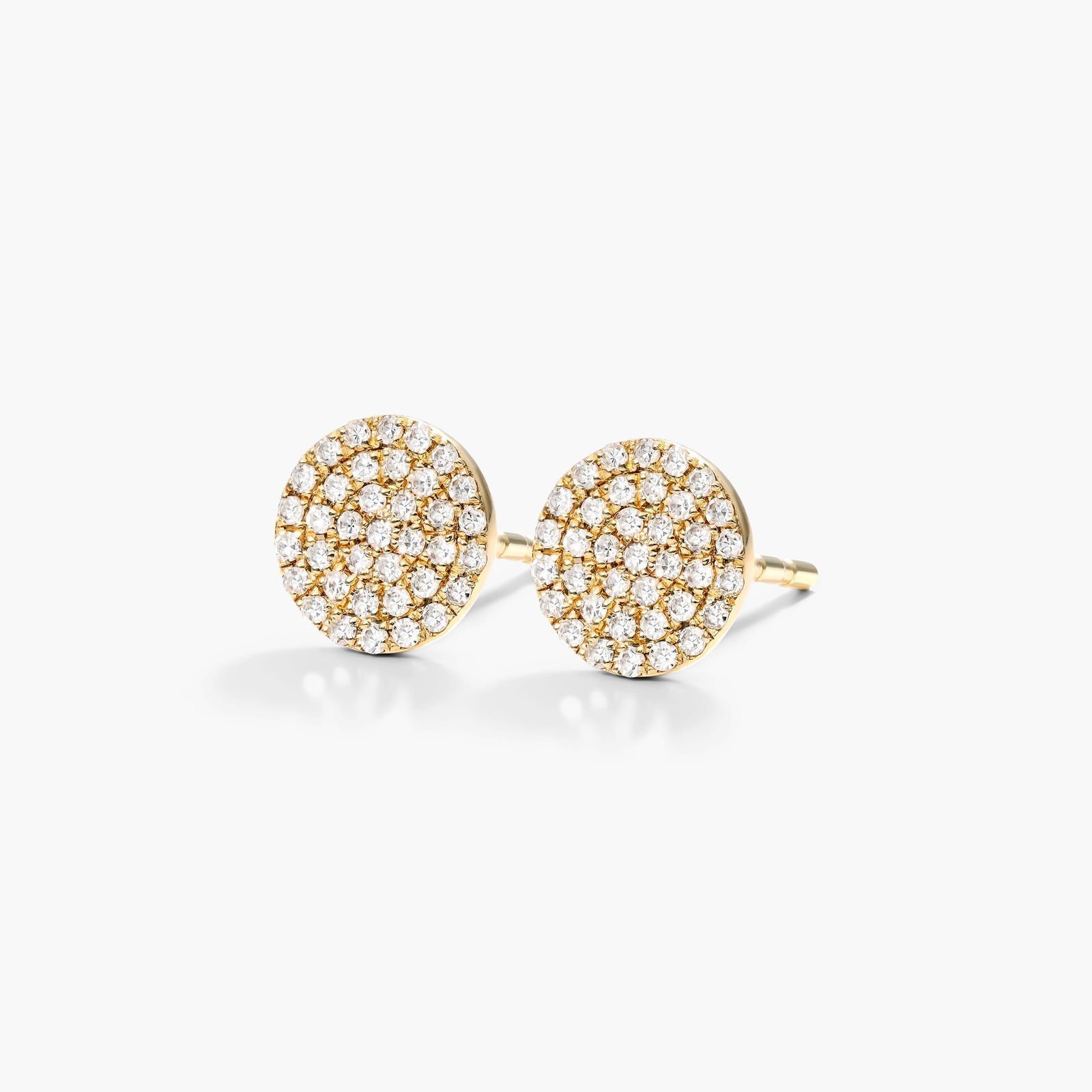 Disc Diamond Earrings In 14K Yellow Gold