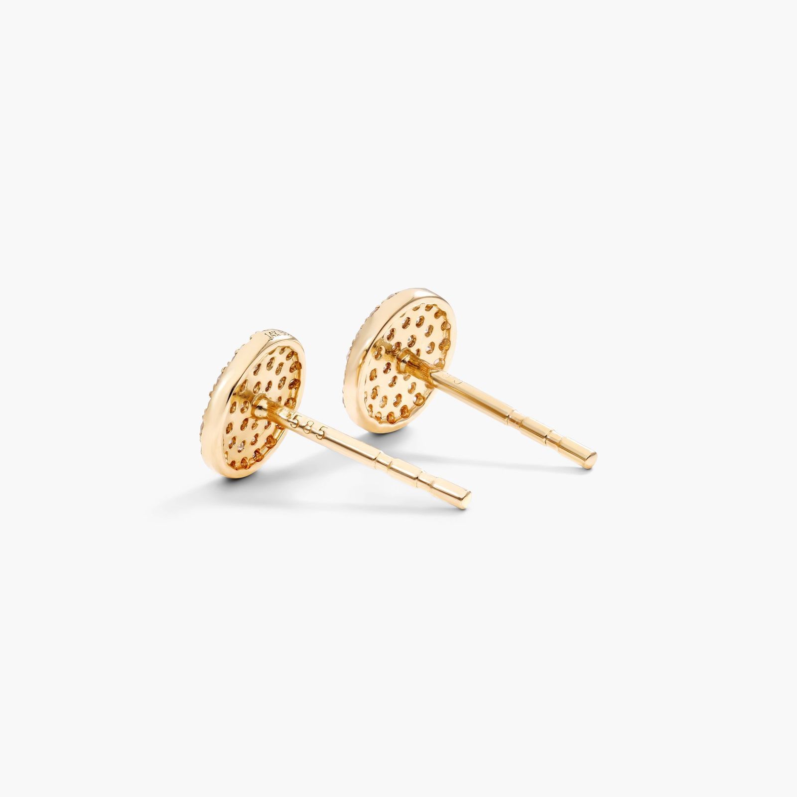 Disc Diamond Earrings In 14K Yellow Gold