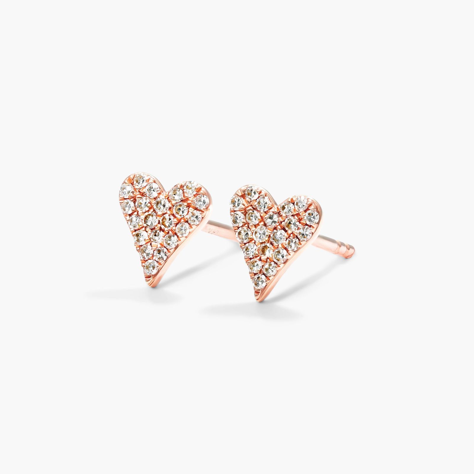 Heart Earrings With Round Diamonds In 14K Rose Gold