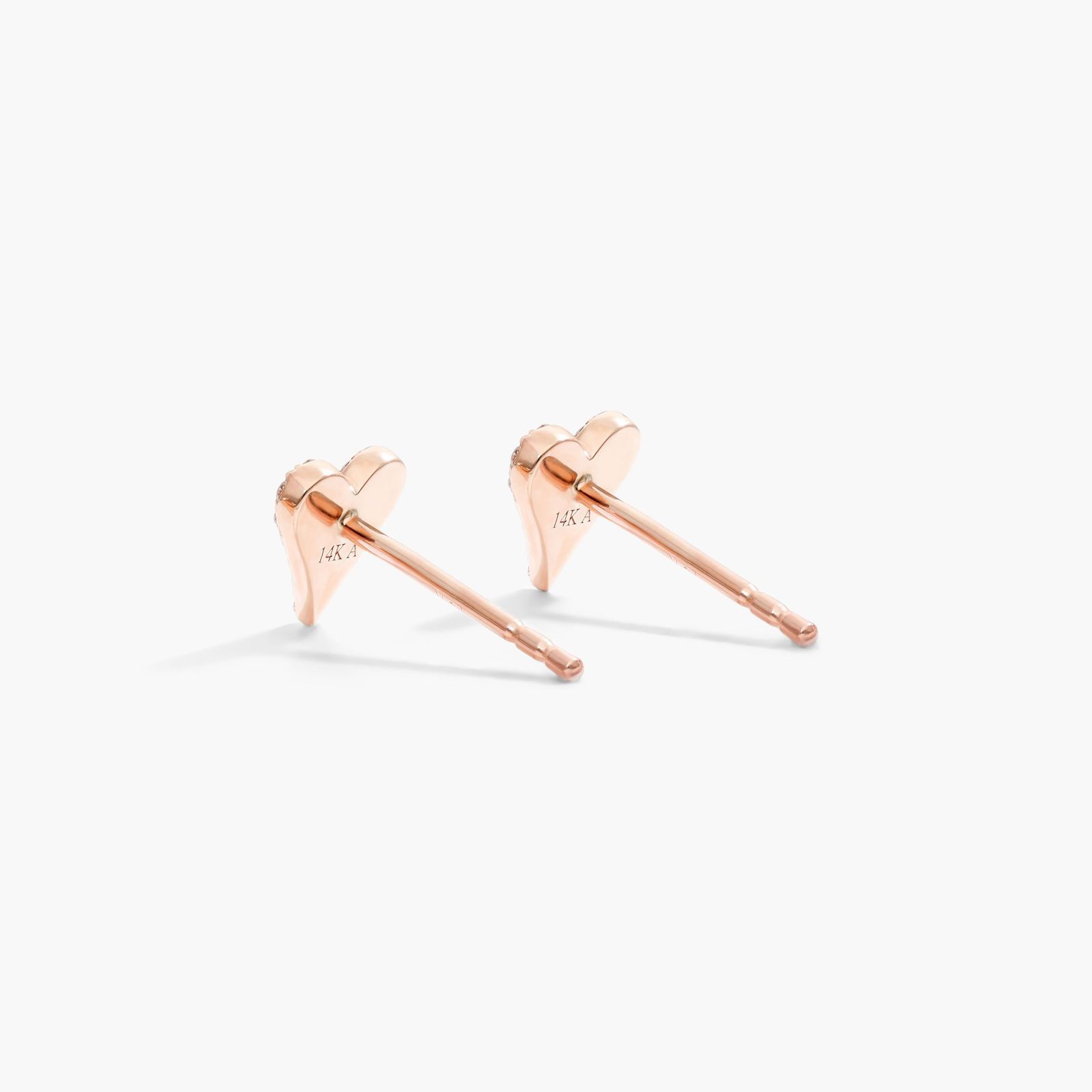 Heart Earrings With Round Diamonds In 14K Rose Gold