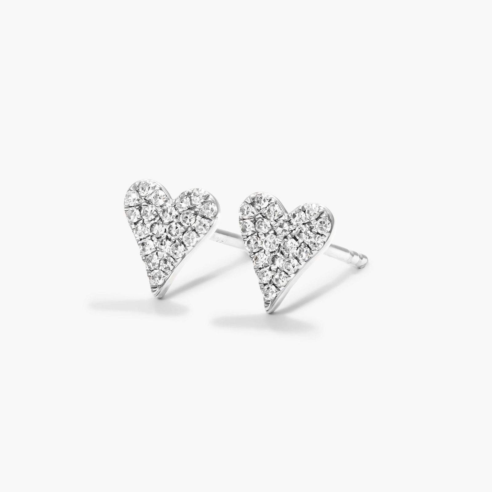 Heart Earrings With Round Diamonds In 14K White Gold